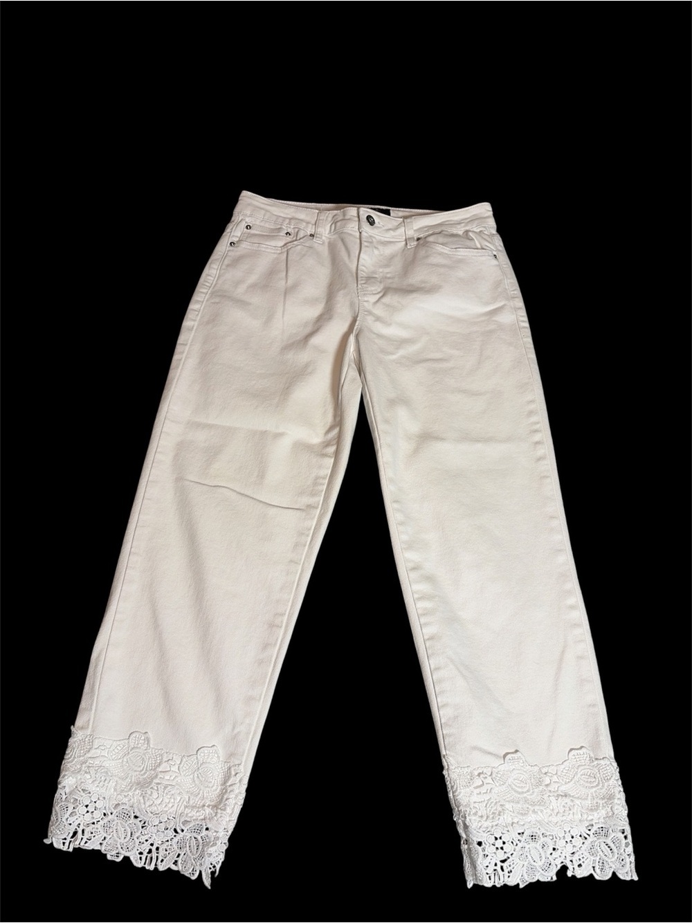 Earl Jean Womens White Cropped Denim Jeans Size 10